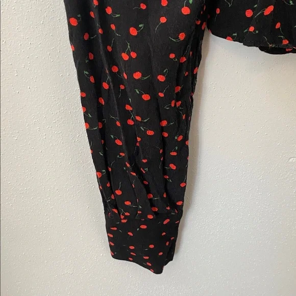Free People Black Blouse with Red Cherries - Picture 8 of 16